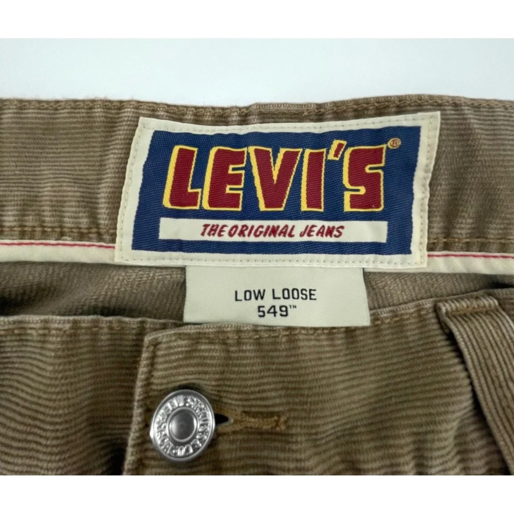 Levis 549 Low Loose Brown Corduroy Pants Mens 38x23 Custom Cropped Relaxed Fit
